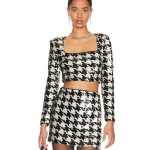 Bogo! ASTR Darby Houndstooth Black White Mini Skirt M - Top is yours *free*!